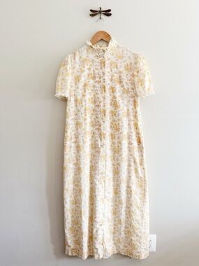 1970s Vintage Retro Floral Cottagecore Maxi Dress